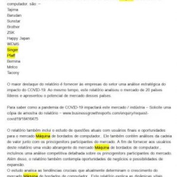 Máquina de bordados de computador. Mercado Tamanho, Compartilhar, melhores empresas, indústria Tendências atuais, aplicativo, Crescimento Fatores, desenvolvimento Previsão de 2027 relatório de pesquisa – Moldes Costura