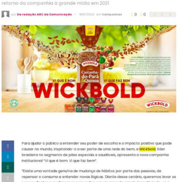 Wickbold reforça posicionamento de nutrição e saudabilidade em nova campanha institucional – Abc da Comunicação