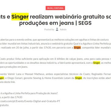 Coats e Singer realizam webinário gratuito sobre produções em jeans – Ceará Maquinas