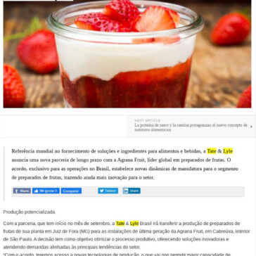 Tate & Lyle firma parceria com a Agrana Fruit para expandir atuação no mercado de preparados de frutas no Brasil – Lácteos Latam