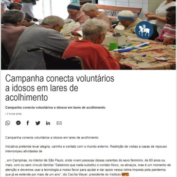 Campanha conecta voluntários a idosos em lares de acolhimento – Head Topics