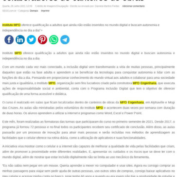 Projeto de inclusão digital beneficia colaboradores de canteiros de obras – SEGS