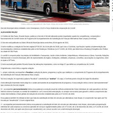 Prefeito Ricardo Nunes retira poder de fiscalizar do Comitê Gestor do Programa de Acompanhamento da Substituição de Frota por Alternativas Mais Limpas – Diário do Transporte