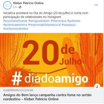 Amigos do Bem lança campanha contra fome no sertão nordestino – Kleber Patrício Facebook
