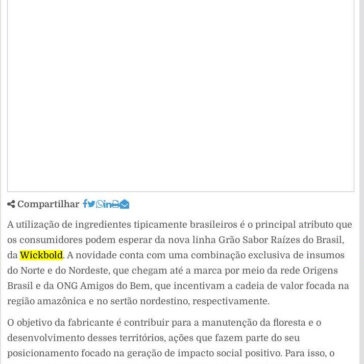 Wickbold compra 43 toneladas de insumos da Amazônia e do sertão nordestino para nova linha de pães – Ecompare