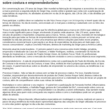 Grandes nomes da moda participam da segunda edição de evento sobre costura e empreendedorismo – Sobre Promoção