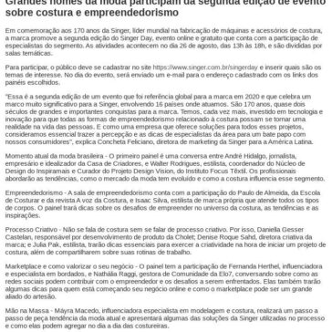 Grandes nomes da moda participam da segunda edição de evento sobre costura e empreendedorismo – Vagas Estágio