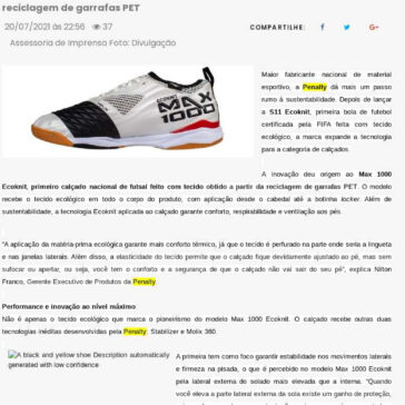 Após pioneirismo na S11 Ecoknit, Penalty desenvolve primeiro tênis nacional de futsal feito com tecido ecológico – JE Online São Roque