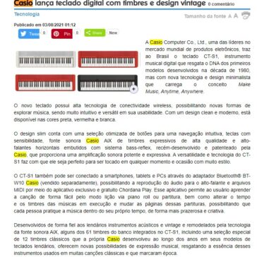 Casio lança teclado digital com timbres e design vintage – Arroz de Fyesta