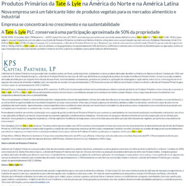 KPS Capital Partners adquire a participação de controle da divisão de Produtos Primários da Tate & Lyle na América do Norte e na América Latina – Revista Portuária