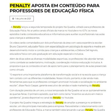 PENALTY APOSTA EM CONTEÚDO PARA PROFESSORES DE EDUCAÇÃO FÍSICA – Cartola FC Mito