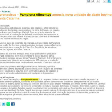 Pamplona Alimentos anuncia nova unidade de abate bovinos em Santa Catarina – Página Rural