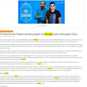 Professora de Toledo estrela projeto da Penalty sobre Educação Física – Jornal do Oeste