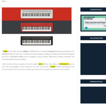 Casio CT-S1: novo teclado da marca resgata design e timbres dos anos 80 – Universo Retro