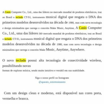 CASIO LANÇA TECLADO DIGITAL COM TIMBRES E DESIGN VINTAGE – Aparato do Entretenimento