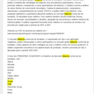 Relatório de pesquisa de mercado global Máquina comercial de bordados. de 2021 – Moldes Costura