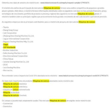 Mercado Máquinas de costura – Oportunidade de crescimento explosivo, análise regional com avaliação de tamanho e participação 2021-2026 – Ceará Máquinas