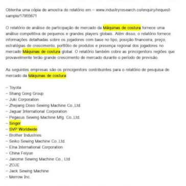 Mercado Máquinas de costura – Oportunidade de crescimento explosivo, análise regional com avaliação de tamanho e participação 2021-2026 – [Blog da Solange Pereira] – Moldes Costura