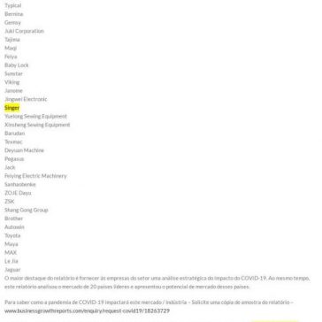 Máquina de costura e bordado Mercado 2021-2026 Fatores que impulsionam o crescimento por fabricantes, tamanho do mercado, vendas e participação na receita por região – Ceará Máquinas