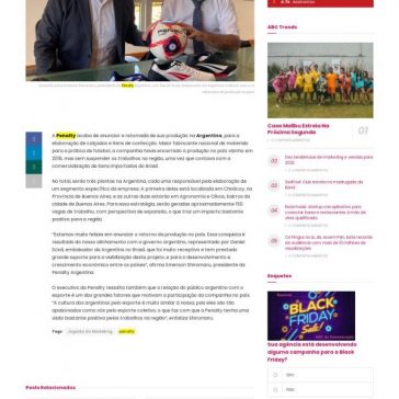 Penalty anuncia retomada de produção na Argentina – ABC da Comunicação