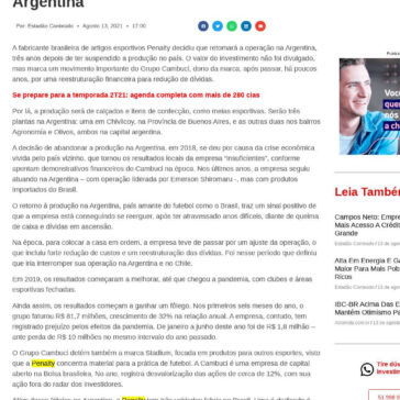 Depois de três anos, Penalty volta a fabricar na Argentina – Acionista