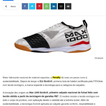 Após pioneirismo na S11 Ecoknit, Penalty desenvolve primeiro tênis nacional de futsal feito com tecido ecológico – Cidade Marketing