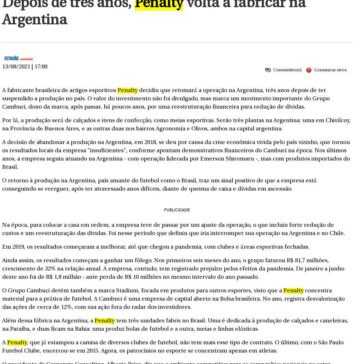 Depois de três anos, Penalty volta a fabricar na Argentina – Diário do Grande ABC