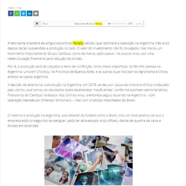 Depois de três anos, Penalty volta a fabricar na Argentina – Dinheiro Rural On-line
