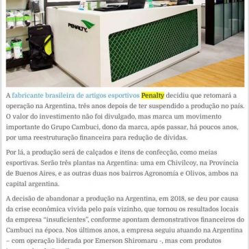 Depois de três anos, Penalty volta a fabricar na Argentina – E-compare