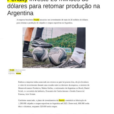 Penalty investe 26 milhões de dólares para retomar produção na Argentina – Fashion Network