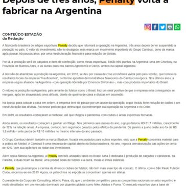 Depois de três anos, Penalty volta a fabricar na Argentina – HiperNotícias