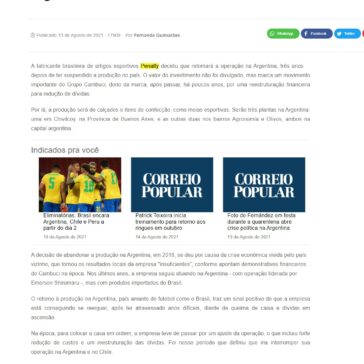 Depois de três anos, Penalty retoma a produção Argentina – Jornal NH