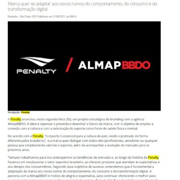 Penalty olha para o futuro e fecha projeto estratégico de branding com AlmapBBDO – Máquina do Esporte