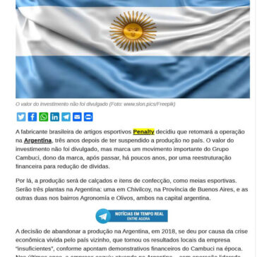 Depois de três anos, Penalty volta a fabricar na Argentina – Mercado News