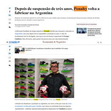 Depois de suspensão de três anos, Penalty volta a fabricar na Argentina – O Estado de S. Paulo (On-line)