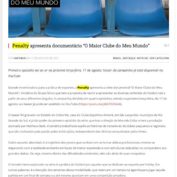 Penalty apresenta documentário `O Maior Clube do Meu Mundo` – Templo dos Esportes
