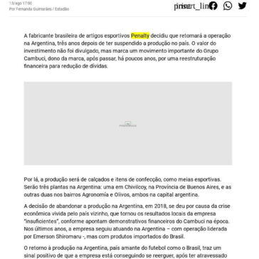 Depois de três anos, Penalty volta a fabricar na Argentina – Tribuna de Petrópolis