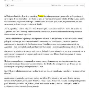 Depois de três anos, Penalty volta a fabricar na Argentina – Tribuna do Sertão