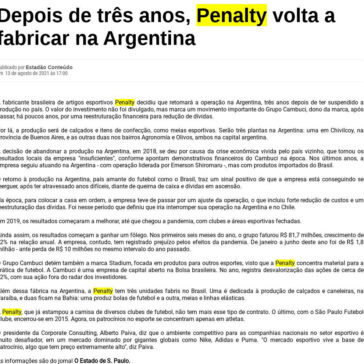 Depois de três anos, Penalty volta a fabricar na Argentina – Vitoria News