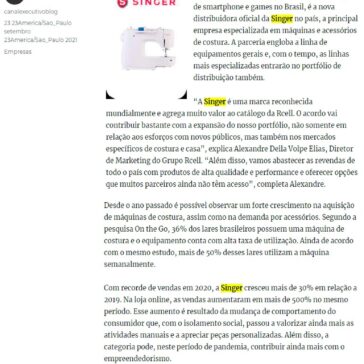 Rcell é a nova distribuidora da Singer no país – Canal Executivo Blog