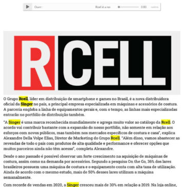 Rcell é a nova distribuidora da Singer no país – Itaquera em Notícias