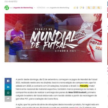Penalty participa do Mundial de Futsal 2021 como parte das ativações do Max 1000 Ecoknit – Abc da Comunicação