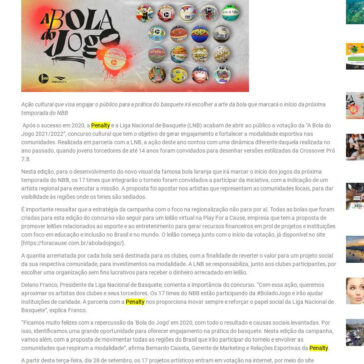 Penalty e LNB abrem a votação para o concurso `A Bola do Jogo 2021/2022` – Abime Brasil