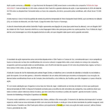 Penalty e LNB anunciam time vencedor da “Bola do Jogo 2021/2022” – Marketing Esportivo