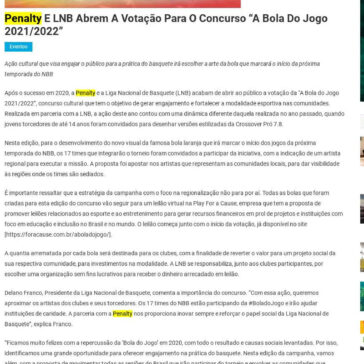 Penalty e LNB abrem a votação para o concurso `A Bola do Jogo 2021/2022` – Portal Notícia Diárias