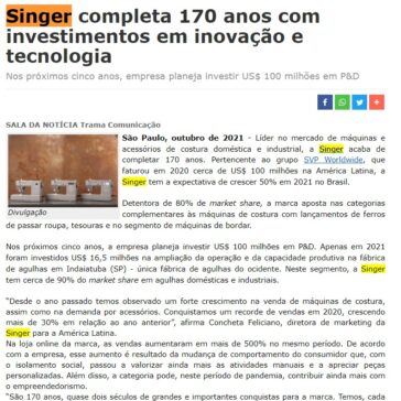 Singer completa 170 anos com investimentos em inovação e tecnologia – Planeta Pará