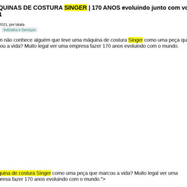 MÁQUINAS DE COSTURA SINGER | 170 ANOS evoluindo junto com você | 2021 – Propaganda e Música