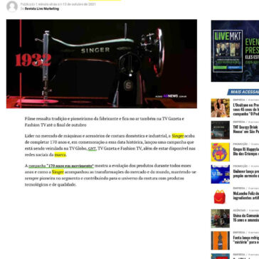 Singer estreia campanha em comemoração aos 170 anos da marca – Revista Live Marketing
