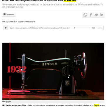 Singer estreia campanha na TV Globo e GNT em comemoração aos 170 anos da marca – AB Notícias News