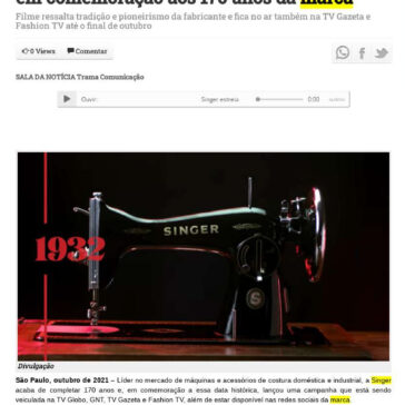 Singer estreia campanha na TV Globo e GNT em comemoração aos 170 anos da marca – Itaquera em Notícias